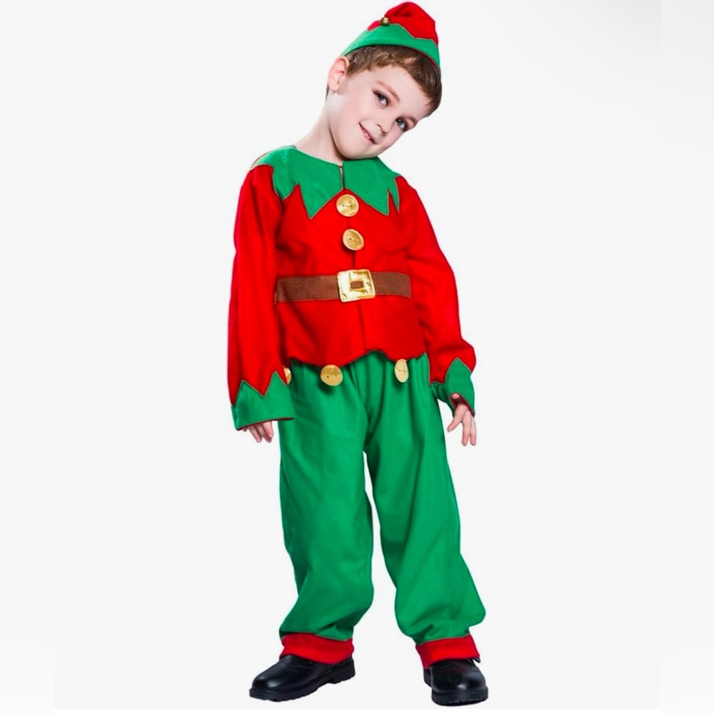 EraSpooky Child Christmas Santa Elf Costume for Boys Sz S